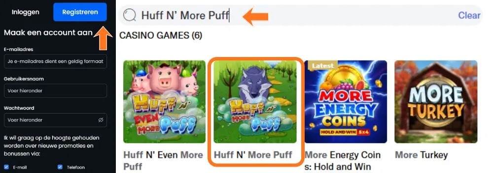 Zoek en open het spel
